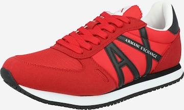 Baskets basses ARMANI EXCHANGE en rouge : devant