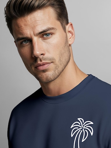 Neverless Sweatshirt 'Palm Lineart Logo' in Blue