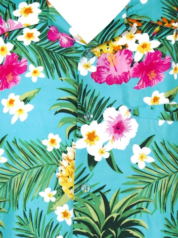 King Kameha Bluse 'Pineapple Flowers' in Blau
