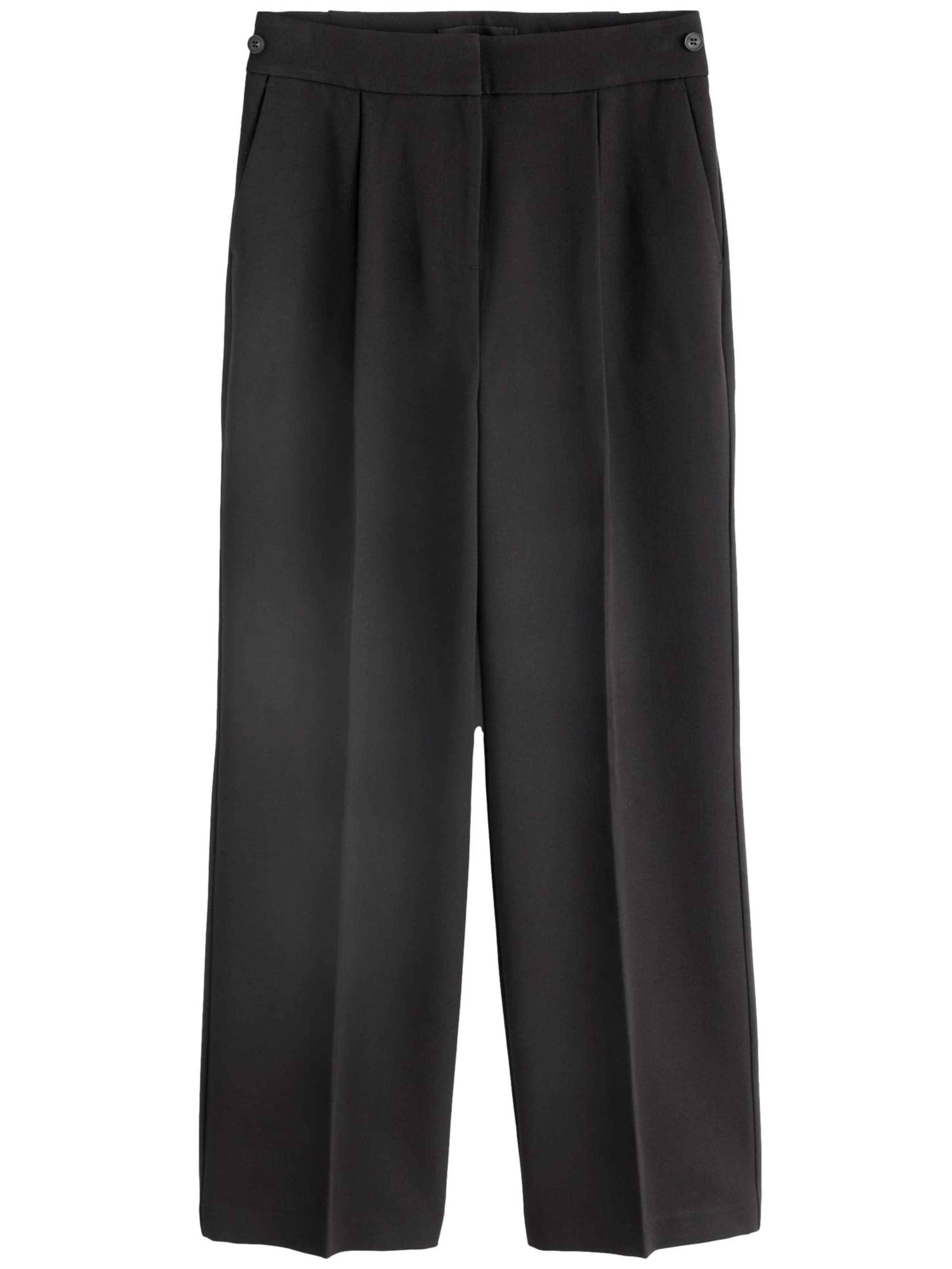 Next - Perna larga Calças com pregas em preto: frente