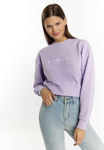 MYMO Sweatshirt 'Keepsudry' i lila: framsida
