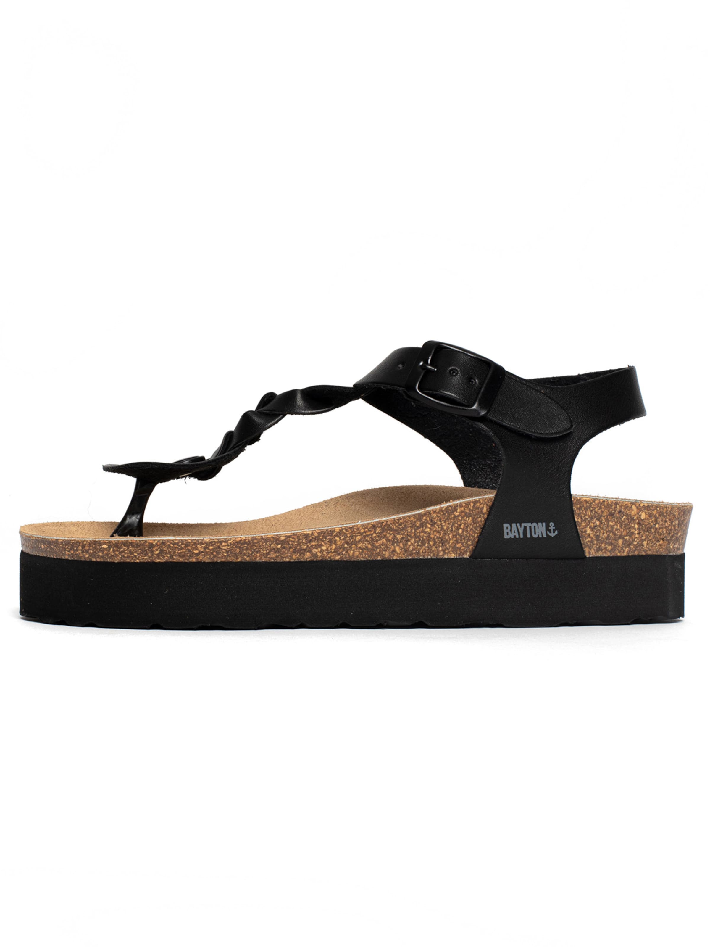 Bayton T-Bar Sandals 'Badajoz' in Black: front