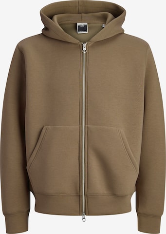 Jack & Jones Junior - Sudadera con cremallera en marrón: frente