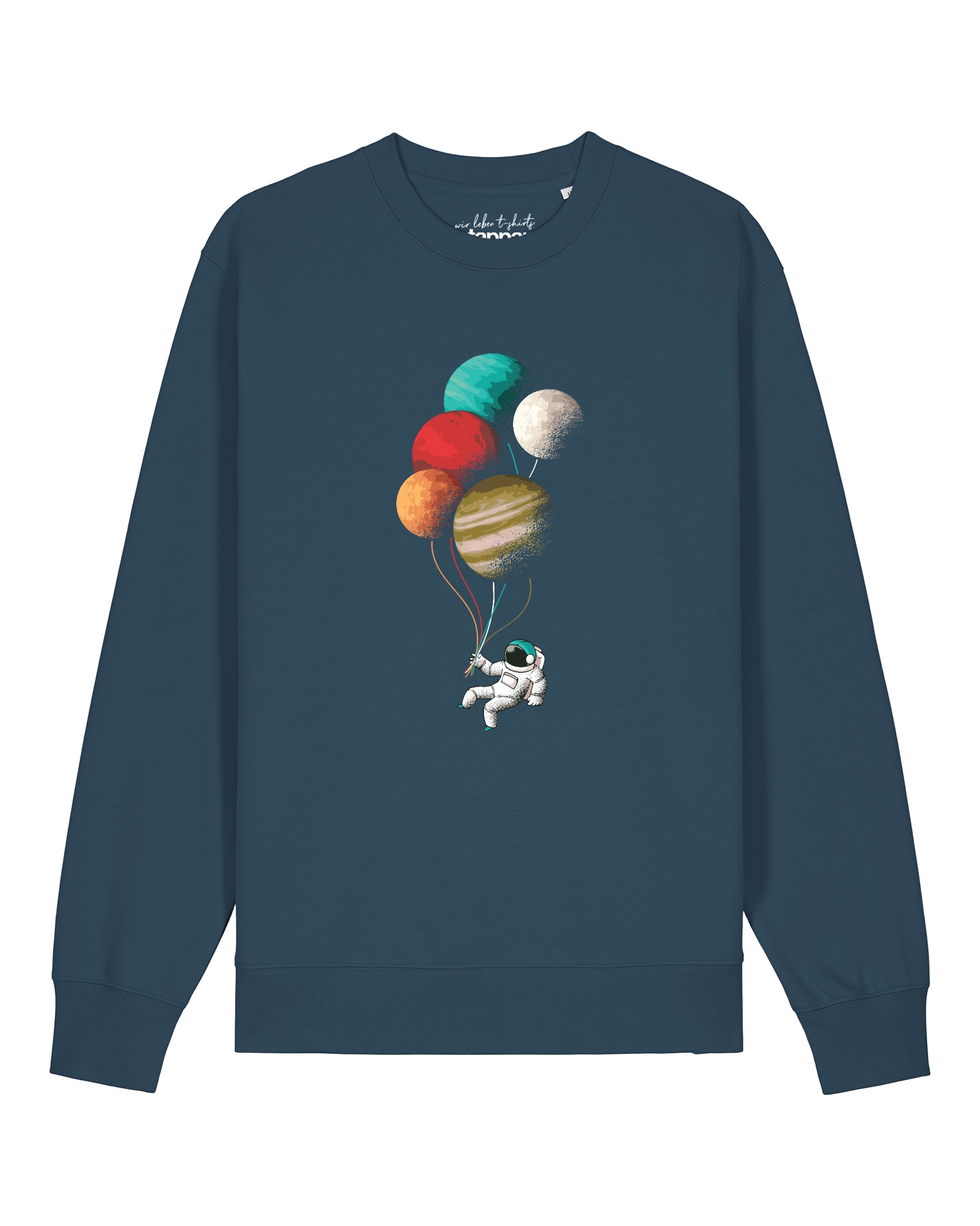Watapparel Sweatshirt ' Balloon Spaceman ' in Blauw: voorkant
