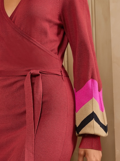 love & roses Knit dress in XS in Camel / Raspberry / Rusty red / Black, Item view
