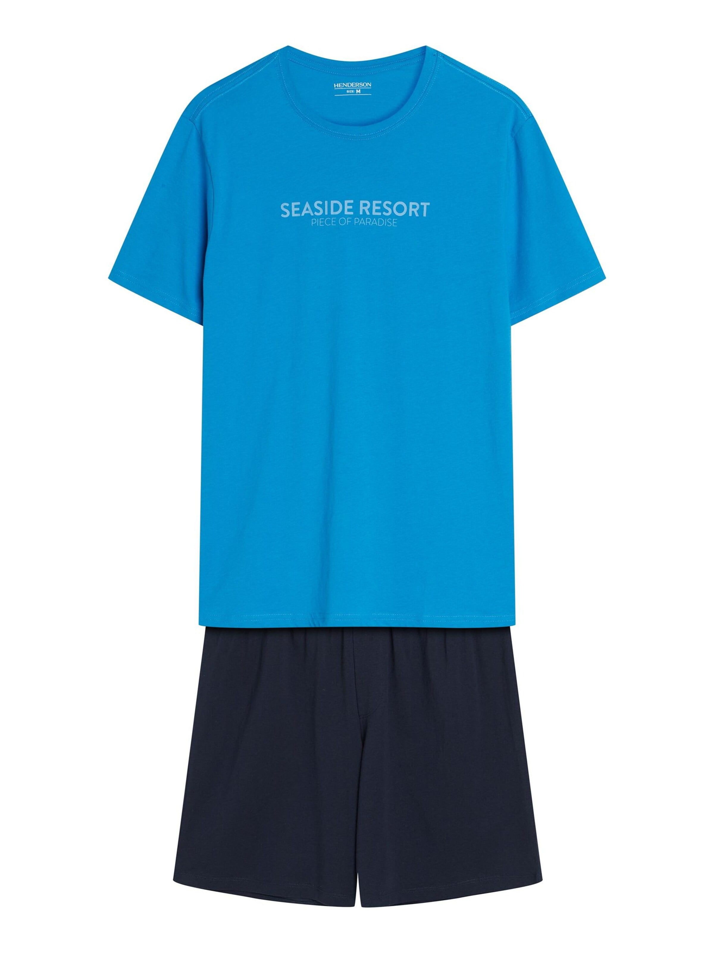 Henderson - Pijama corto 'Bey' en azul: frente