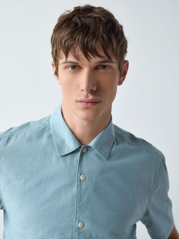 Next Regular fit Button Up Shirt 'Hokusai' in Blue