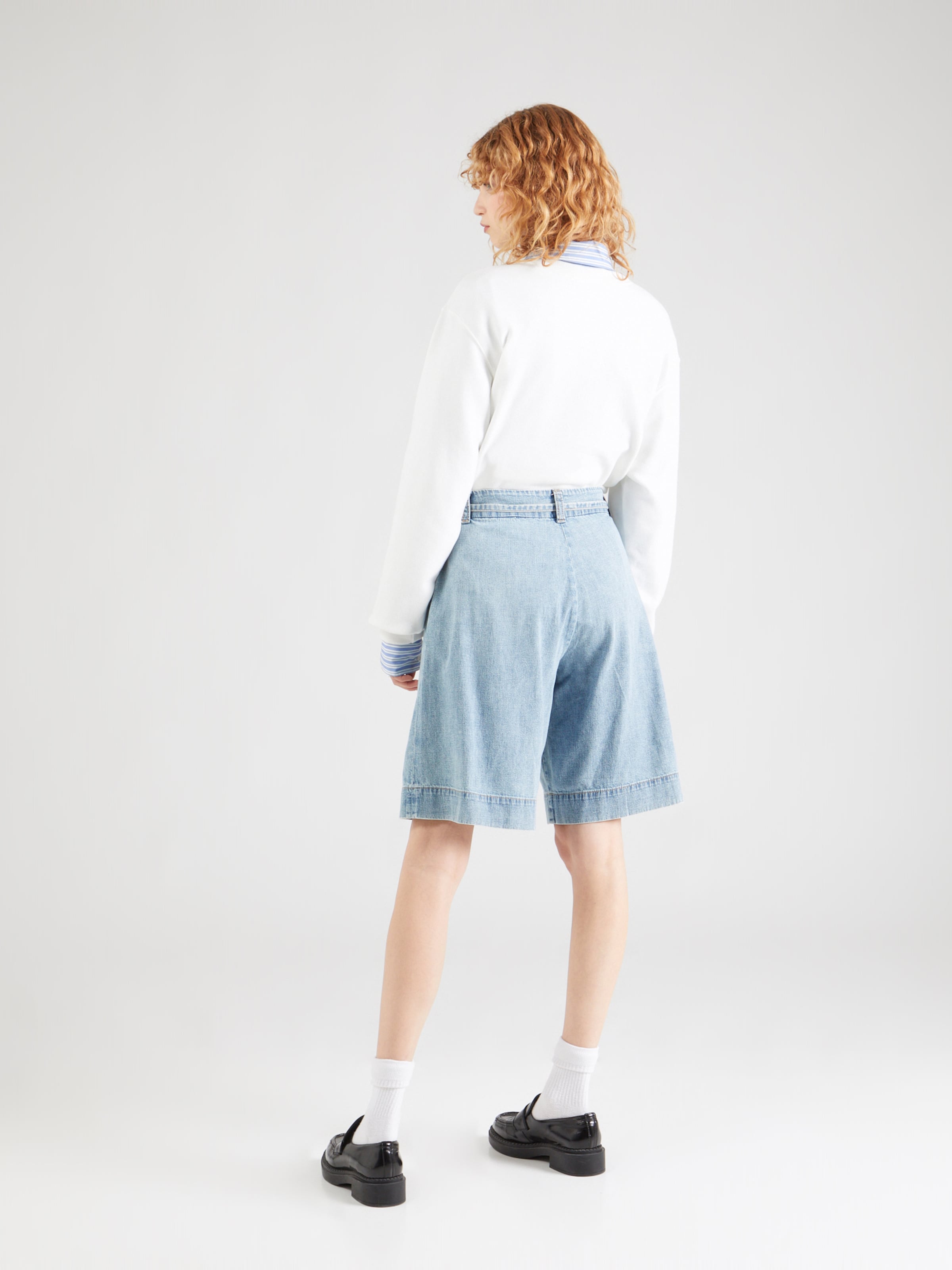 Denim wide leg shorts discount
