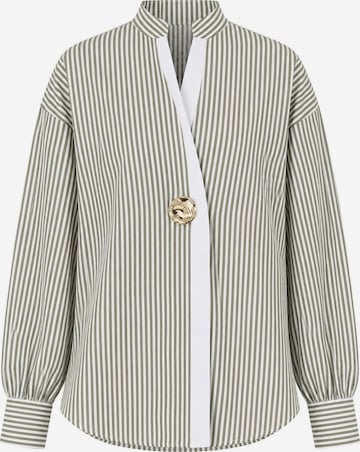 Touché Privé Tuniek 'Striped Tunic With Metal Buttons' in Groen: voorkant