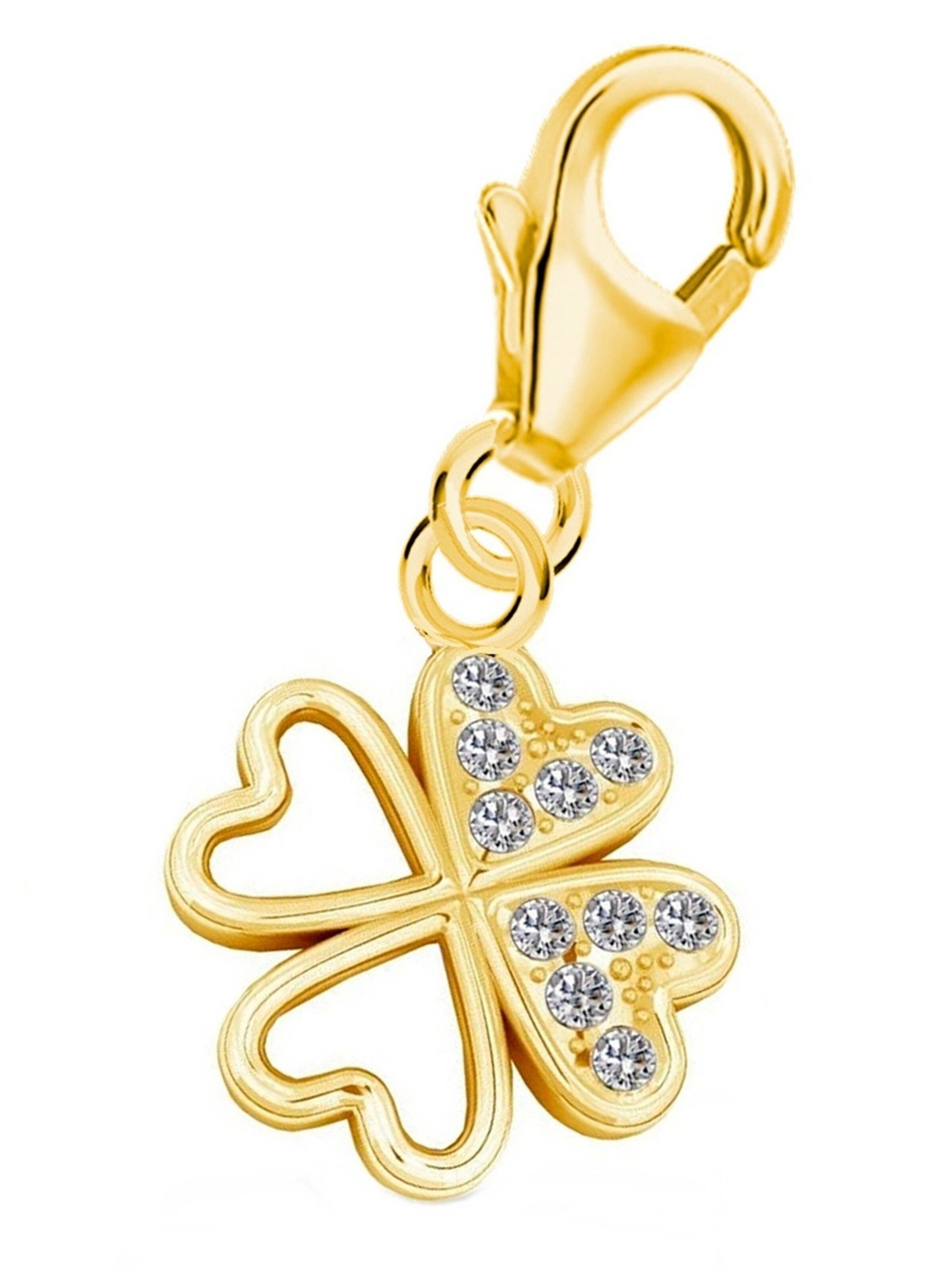 Goldene Hufeisen Pendant 'Kleeblatt' in Gold: front