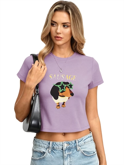 GORHEY Shirt 'Women's Summer Casual Print Shirt, Short-Sleeve Slim fit Basic Tee' in S/Regular in Purple, Item view