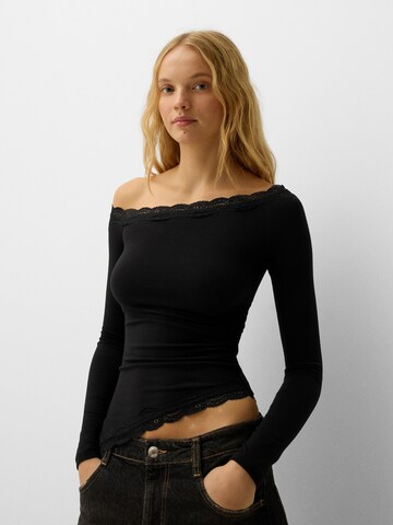 Bershka Majica | črna barva