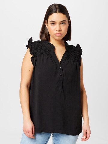 ONLY Carmakoma Blouse 'Tita' in Zwart: voorkant