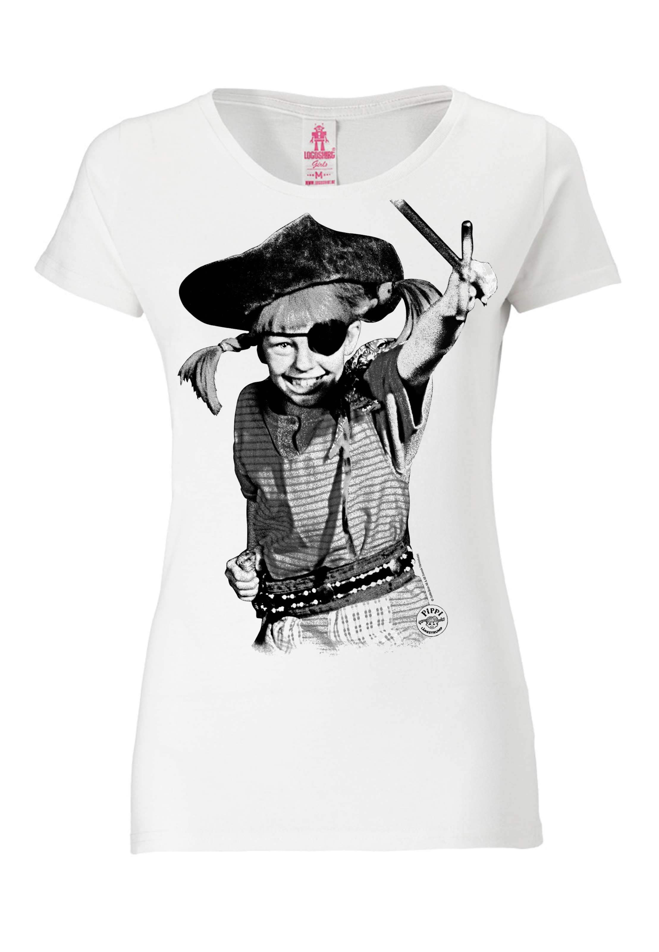 LOGOSHIRT Shirt 'Pirate' in Wit: voorkant