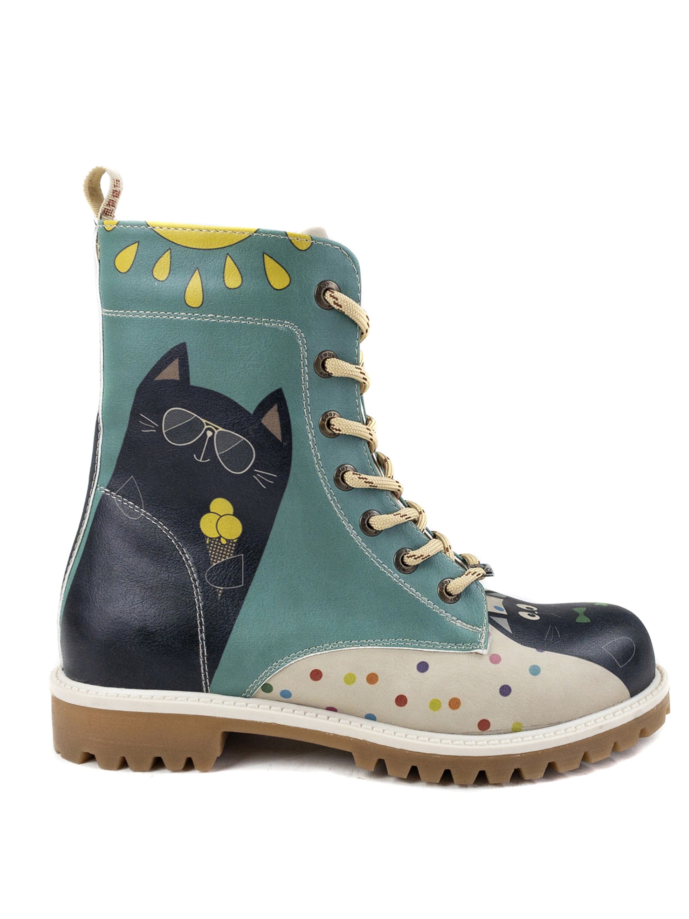 Goby Kozaki sznurowane 'Women's shoes Goby Ankle boots TFB1006 with cats' w kolorze mieszane kolory