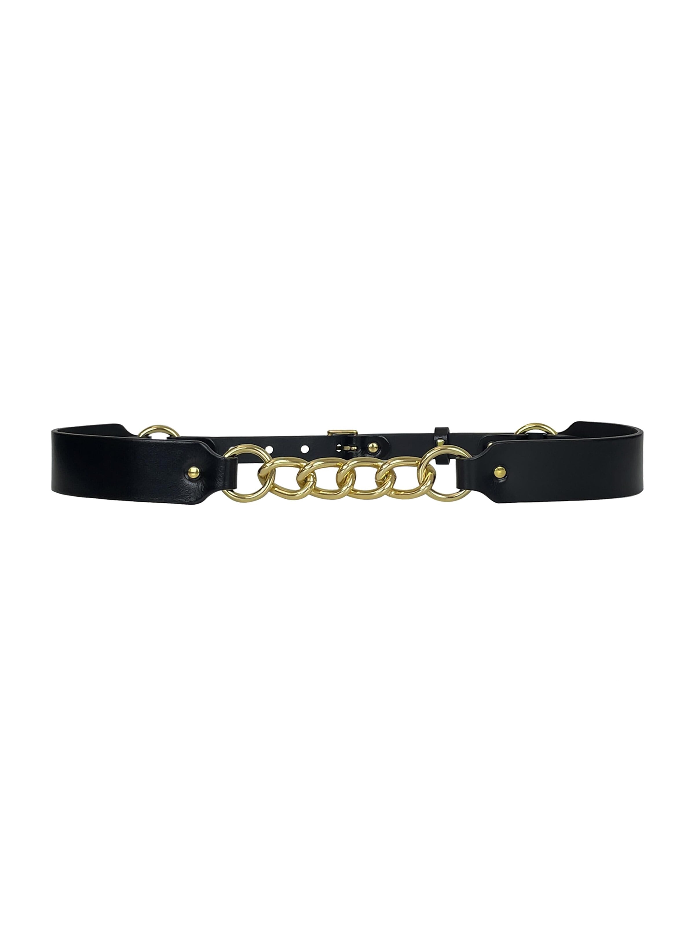 Haute Cuir Gürtel 'Chained'‌‌‌ in Schwarz: Vorderseite