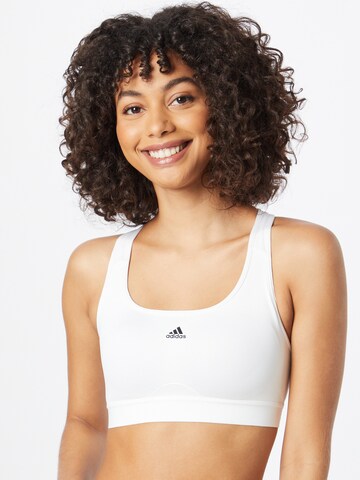 ADIDAS PERFORMANCE Bustier Športni nederček 'Powerreact Medium-Support' | bela barva: sprednja stran