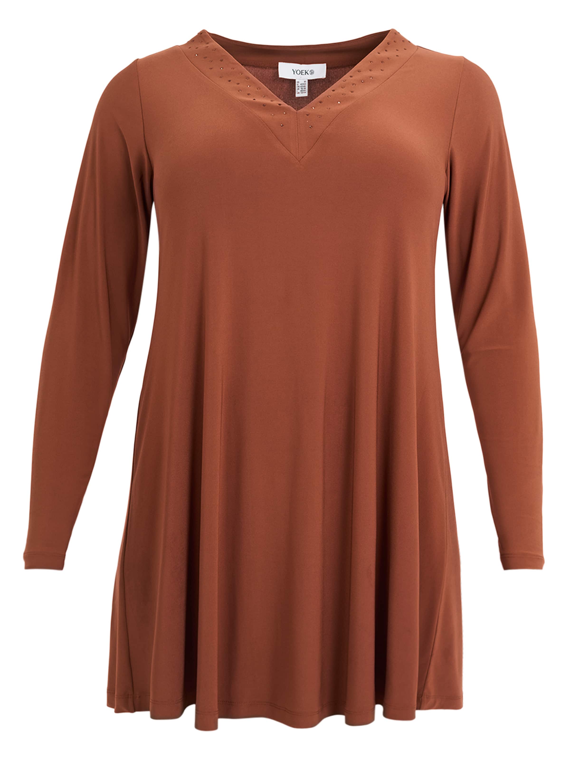 YOEK Tuniek in S-M in de kleur Cognac, Productweergave