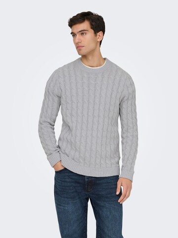 Only & Sons Pullover 'ONSKicher' in Grau: Vorderseite