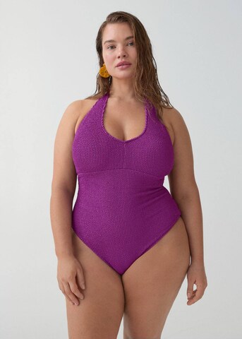 MANGO Triangle Swimsuit 'Costap' in Purple: front