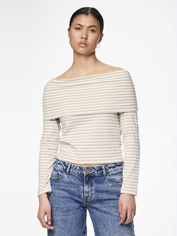 T-shirt 'LAYA' PIECES en beige : devant