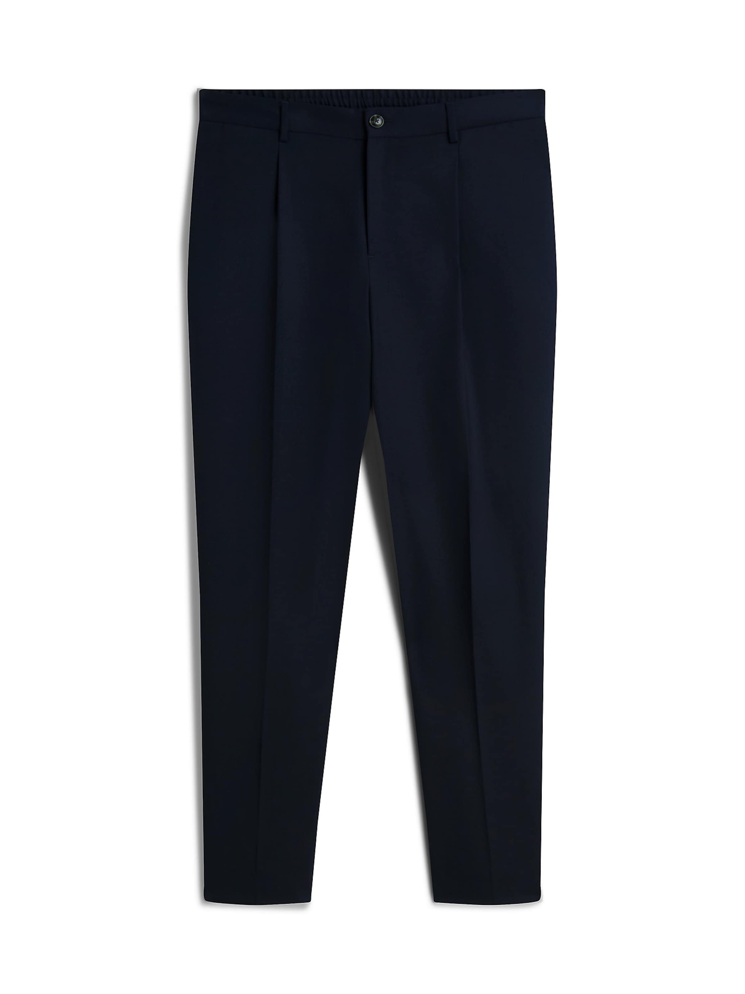 TOMMY HILFIGER Tapered Bandplooibroek 'New York Label' in Blauw: voorkant