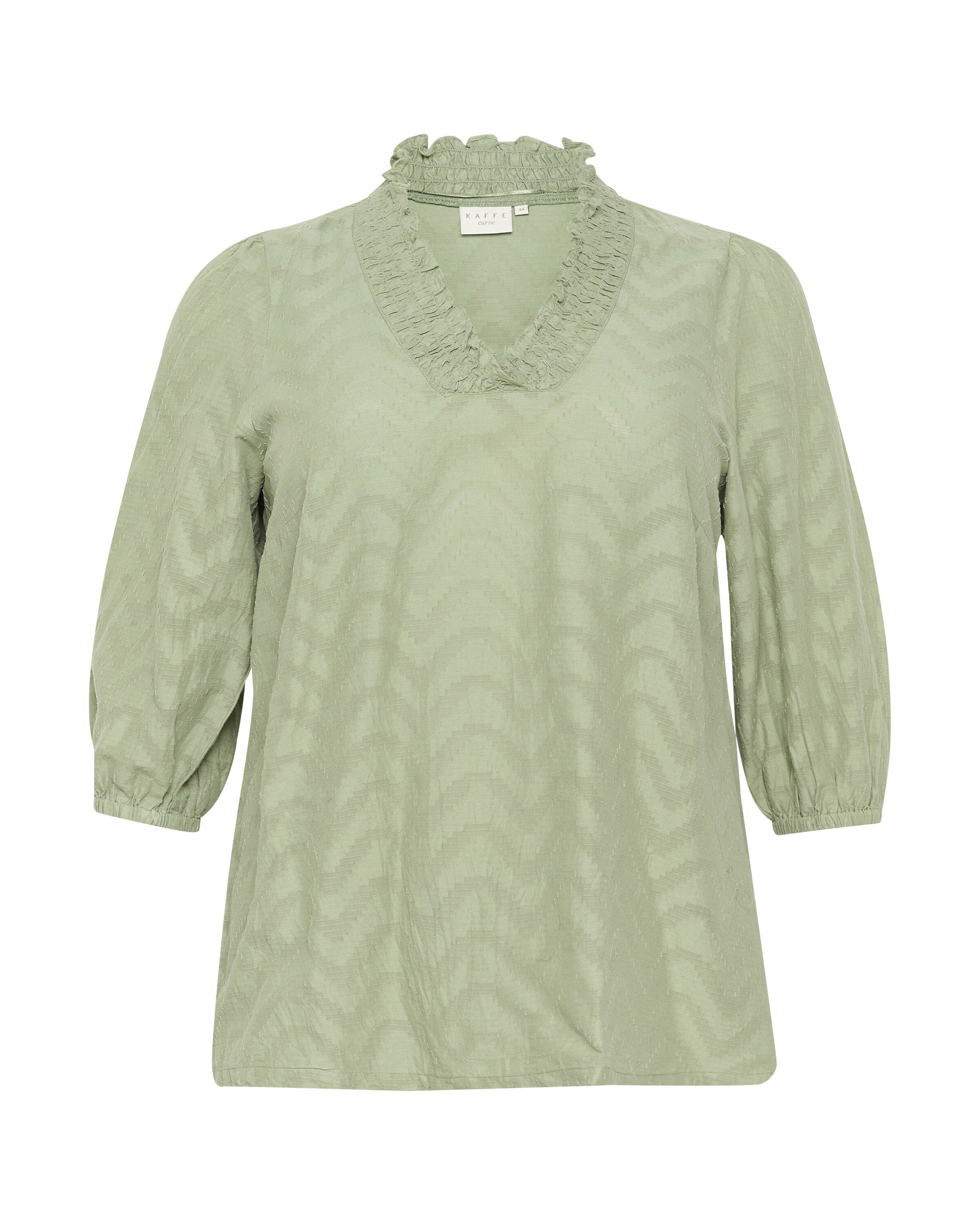KAFFE CURVE Blouse 'Vitana' in Groen: voorkant