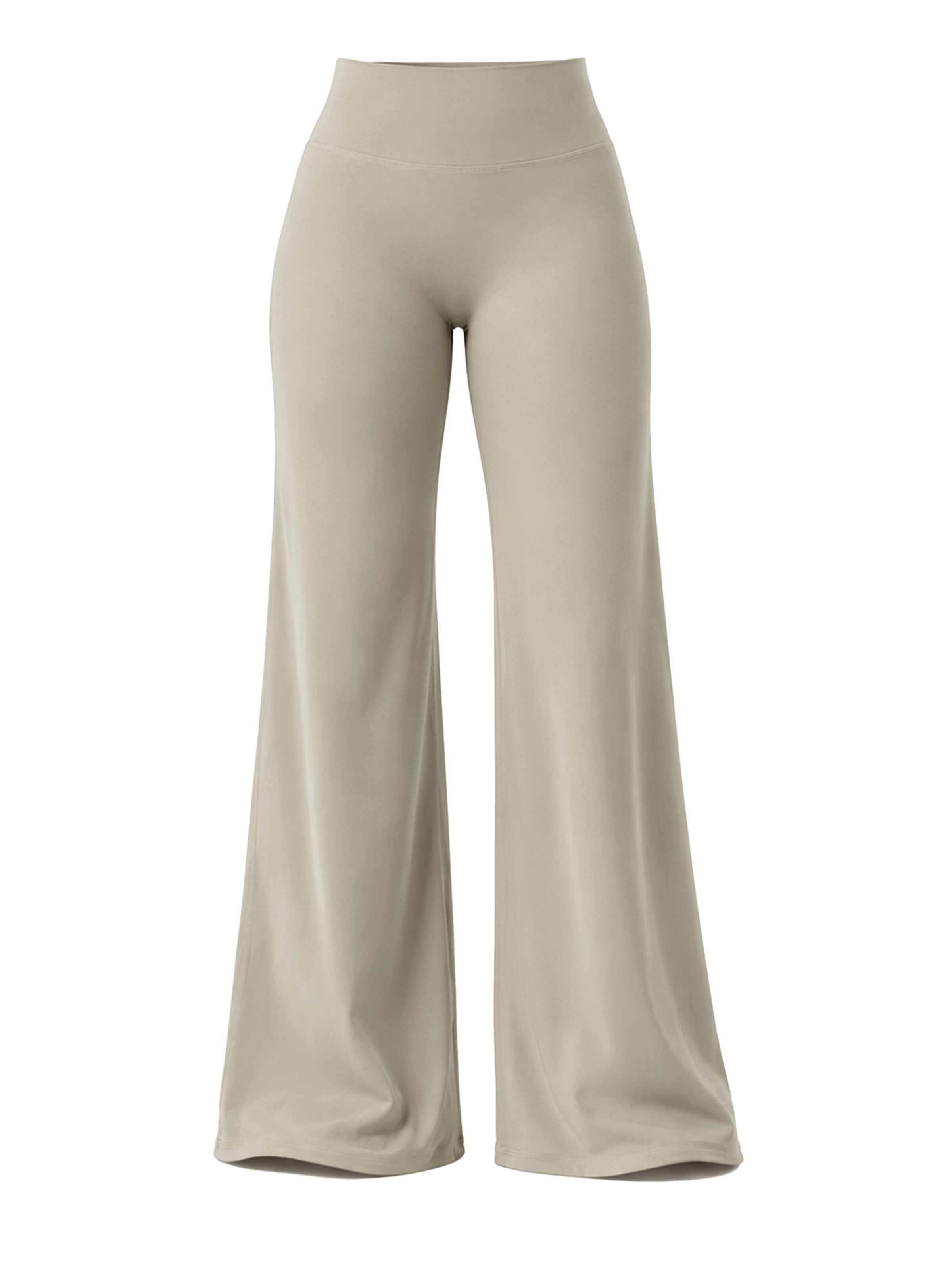 ZAAYO Wide leg Workout Pants 'Women's High‑Waist Butt‑Lifting Wide‑Leg Yoga Sports Pants' in Beige: front