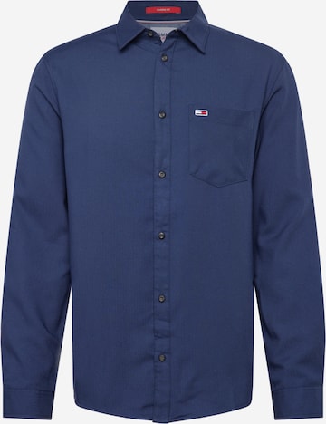 Tommy Jeans Button Up Shirt in Blue: front