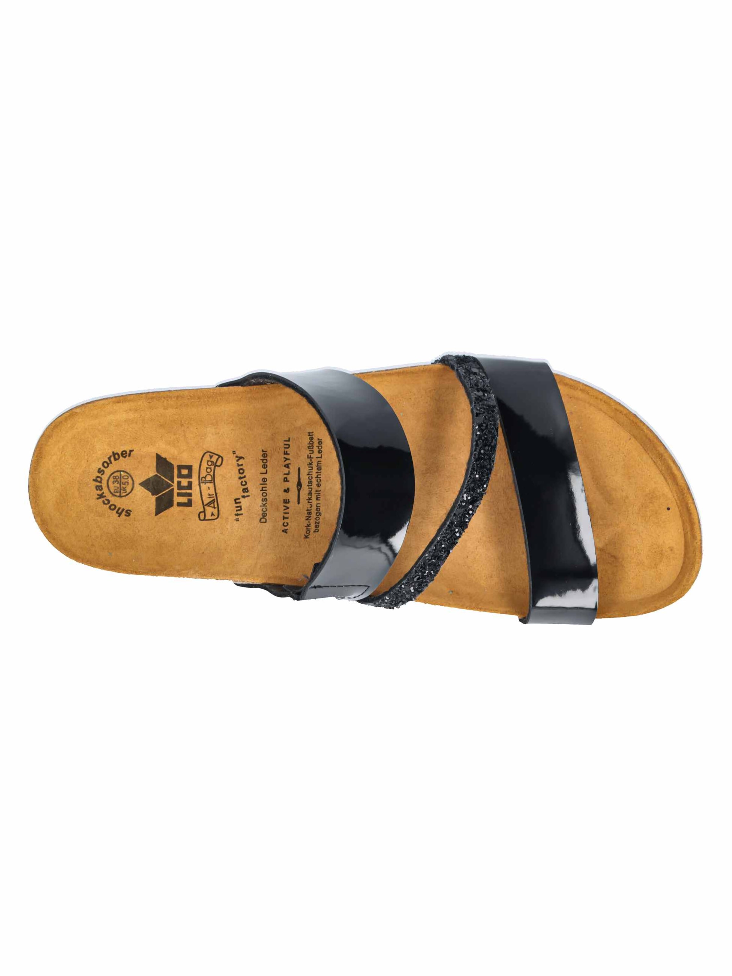 LICO Pantolette 'Bioline Glitter' in Schwarz