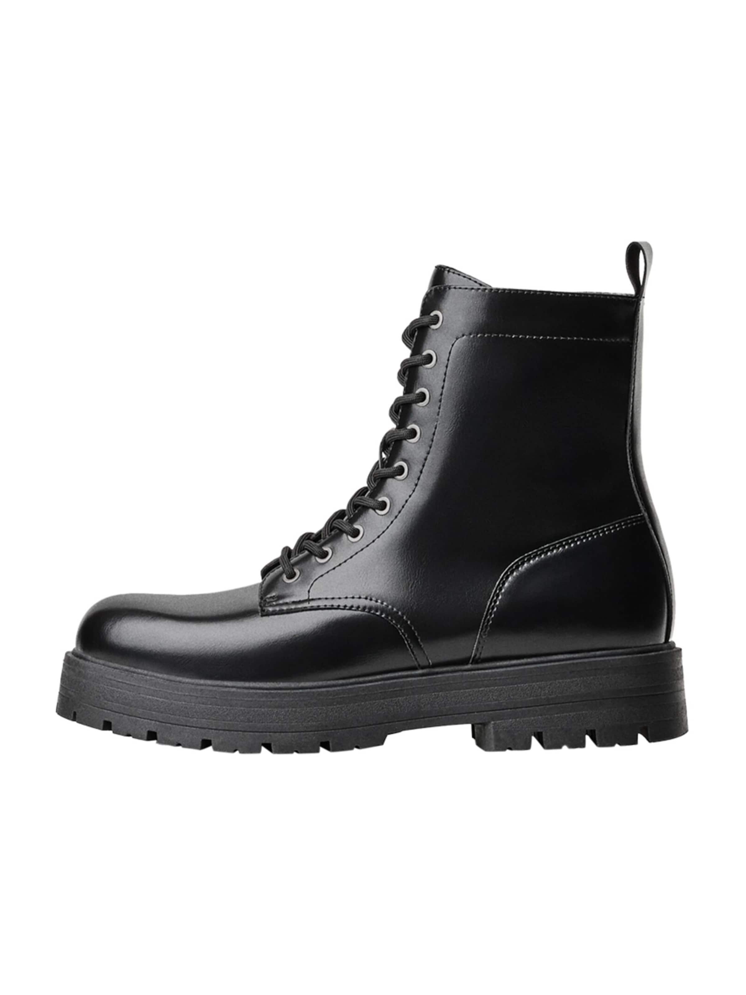 Bottines à lacets Bershka en noir