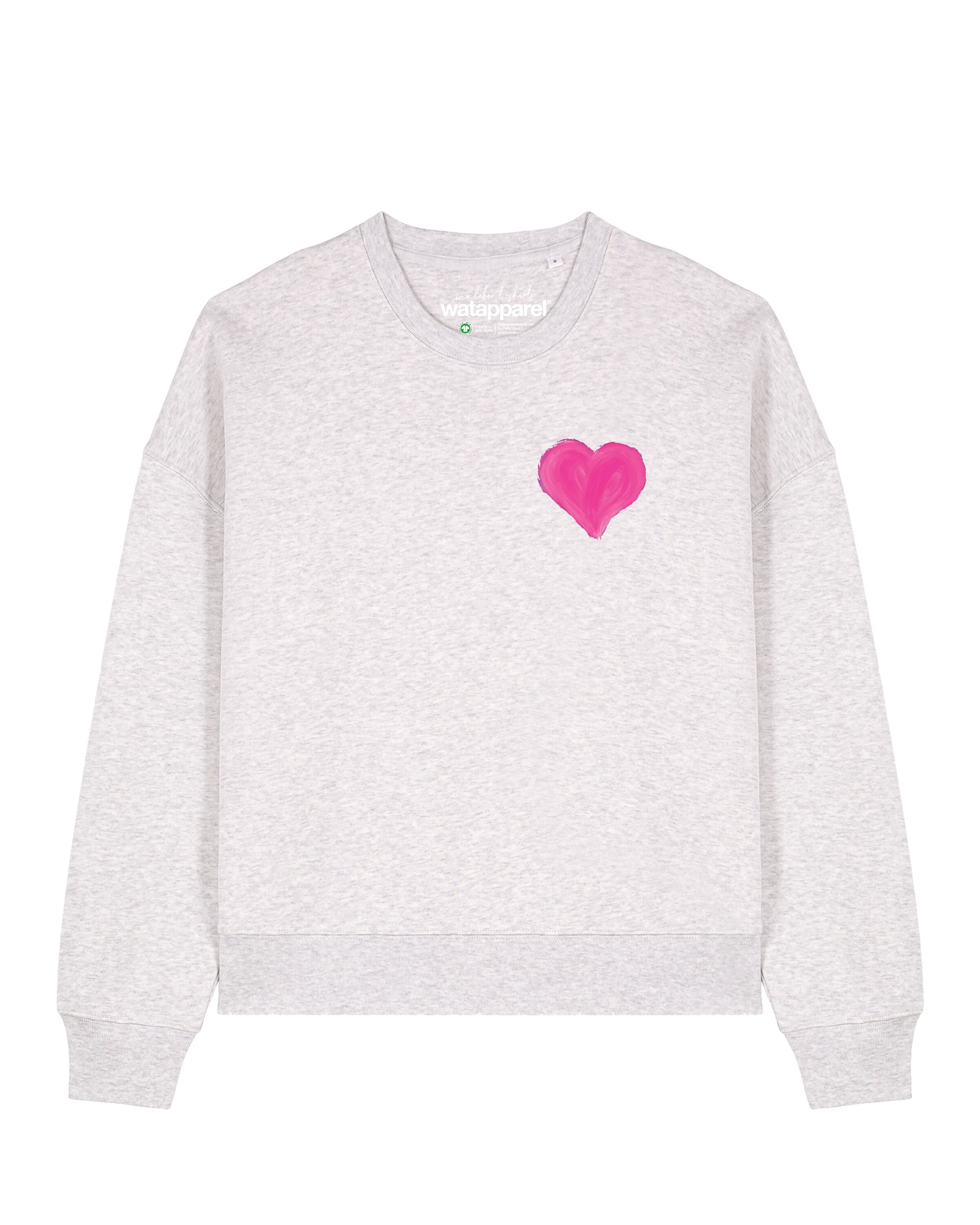 Watapparel Sweatshirt 'Pink Heart ' in Grau: Vorderseite