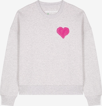 Felpa 'Pink Heart ' di Watapparel in grigio: frontale