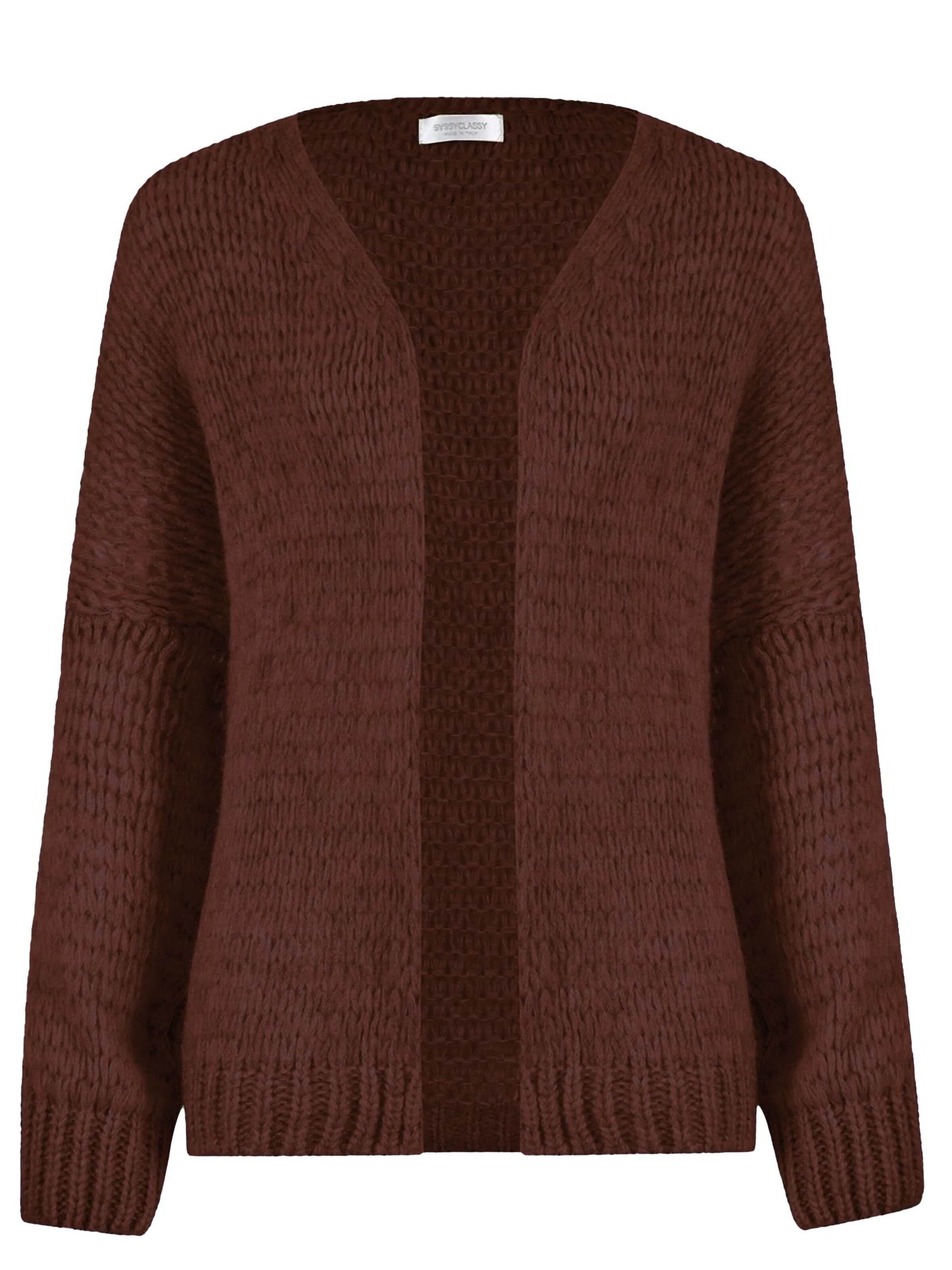 SASSYCLASSY Oversizestrickjacke‌‌ in Braun: Vorderseite
