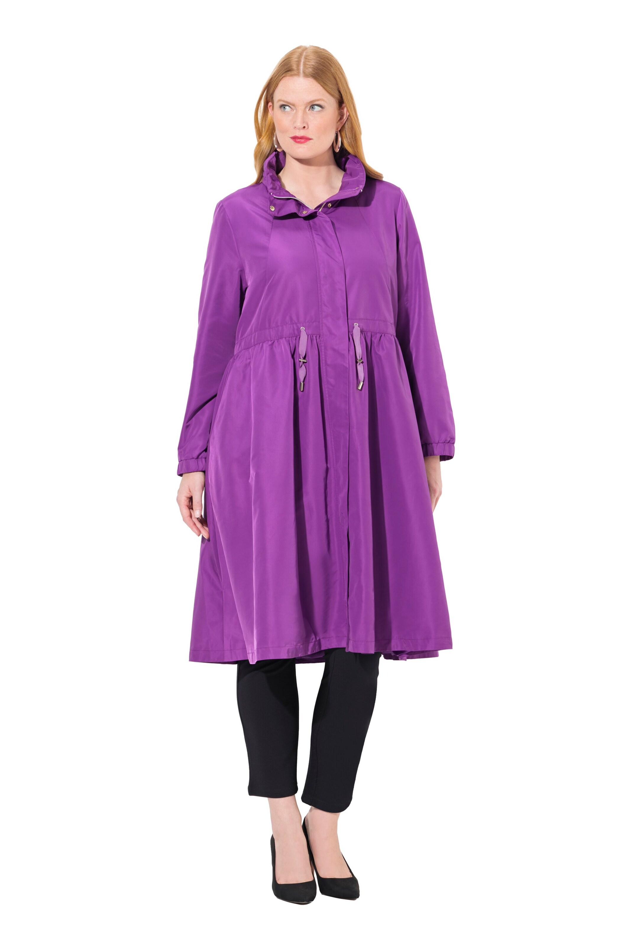 Ulla Popken Raincoat in Purple: front