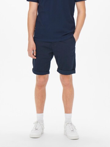 Only & Sons Chino Pants 'Peter' in Blue: front