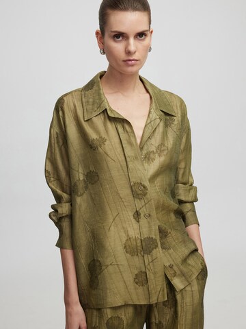 Ipekyol Blouse 'Jacquard' in Groen: voorkant
