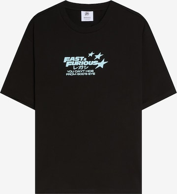 Bershka Tričko 'FAST&FURIOUS' - Čierna: predná strana