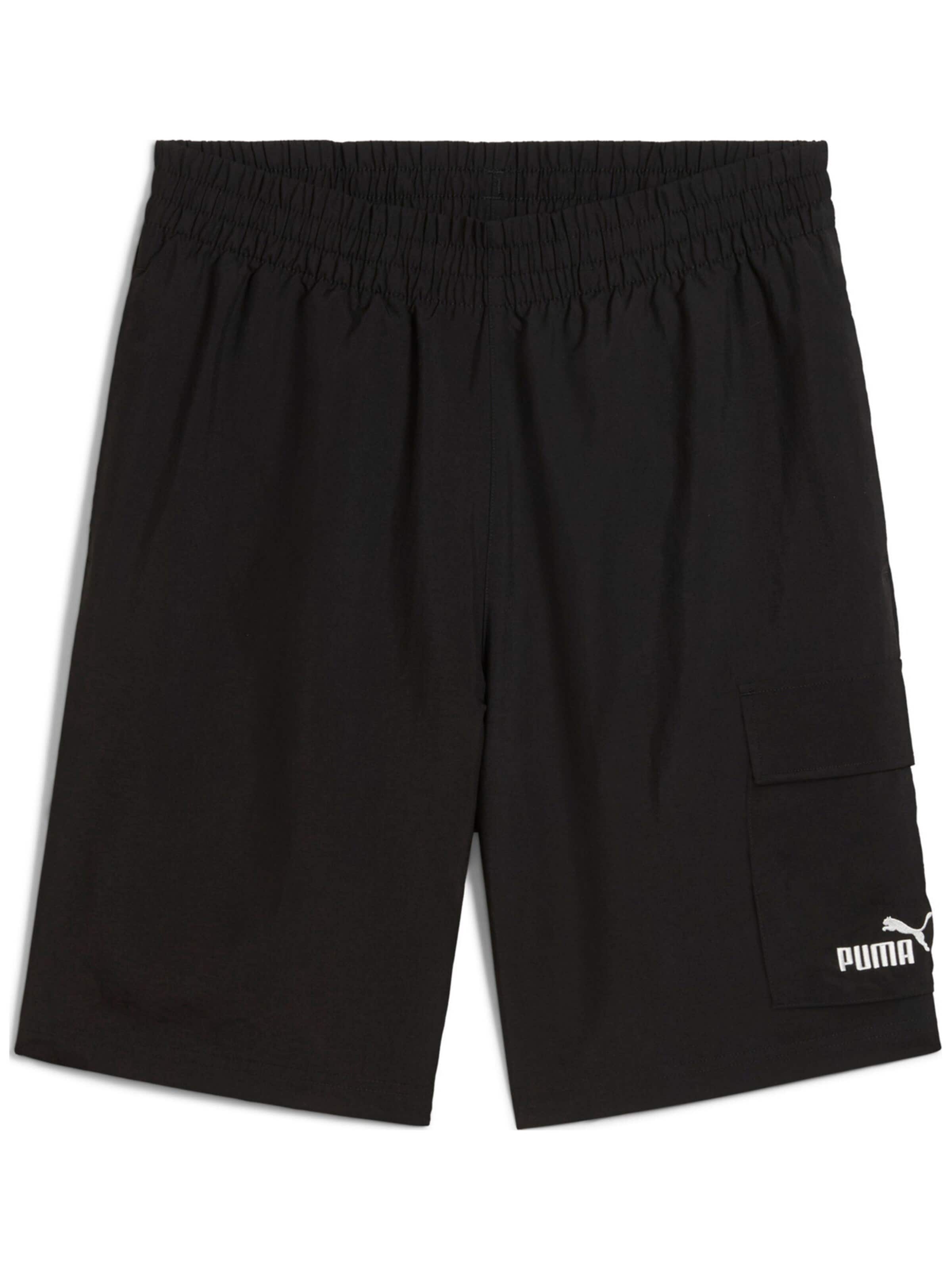 PUMA Regular Sports trousers 'Puma Ess No. 1 Logo Woven Cargo Shorts 9' in Black: front
