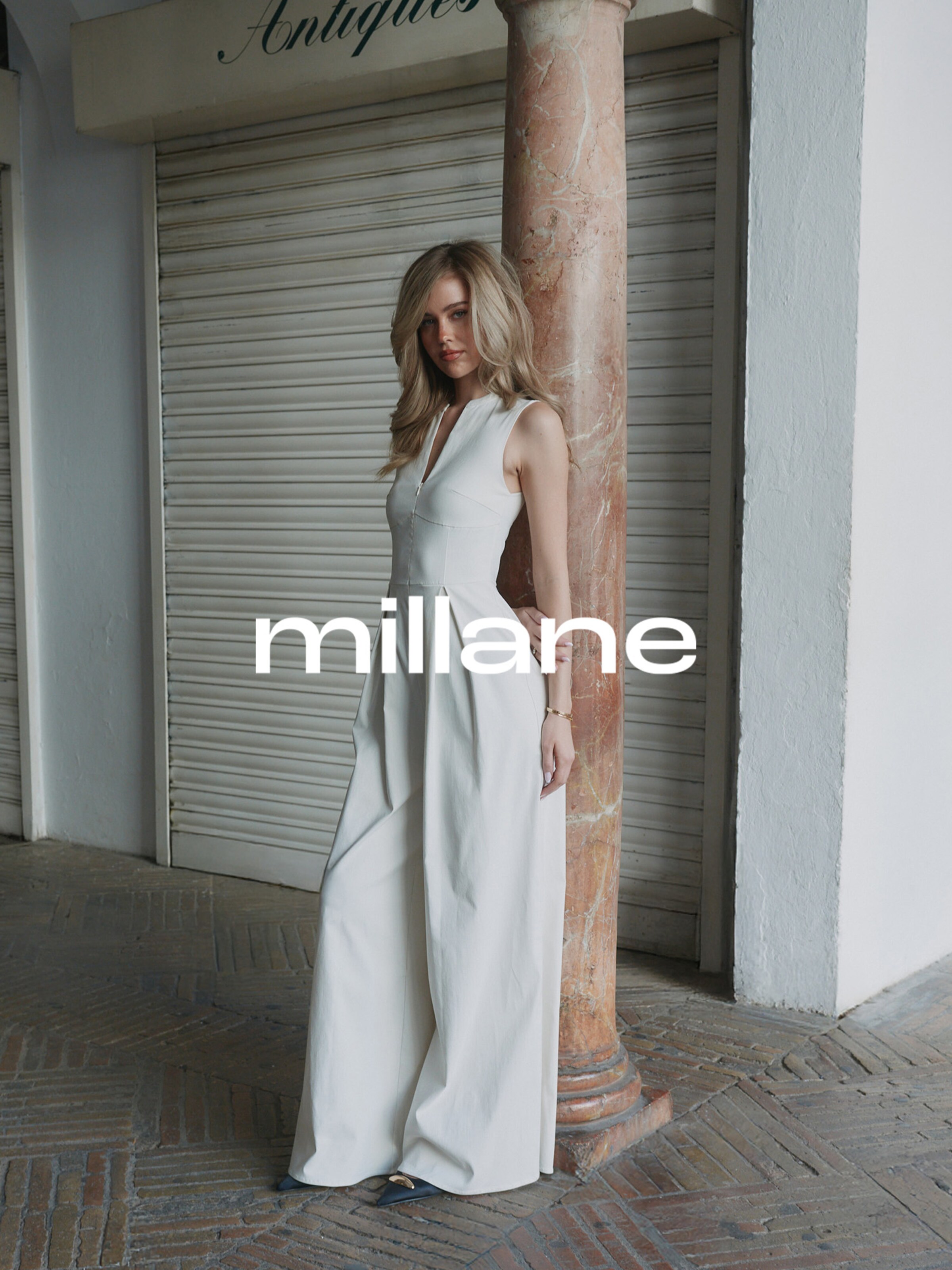 millaneWide Leg/ Široke nogavice Hlače s naborima - bež boja