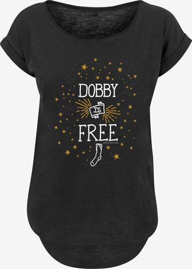 Maglietta 'Harry Potter Dobby Is Free' F4NT4STIC di colore giallo oro / nero / bianco, Visualizzazione prodotti