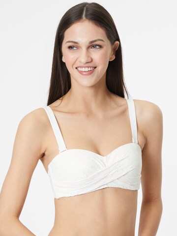 Hunkemöller - Bandeau Top de biquíni 'Broderie' em branco: frente