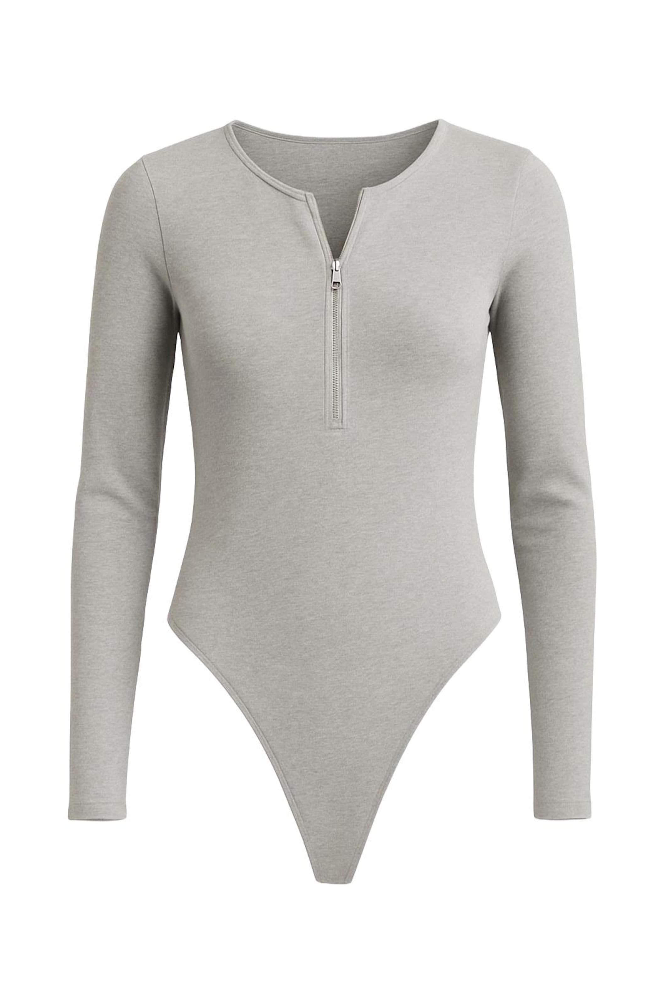 For You Moda Shirt Bodysuit in Grey: front