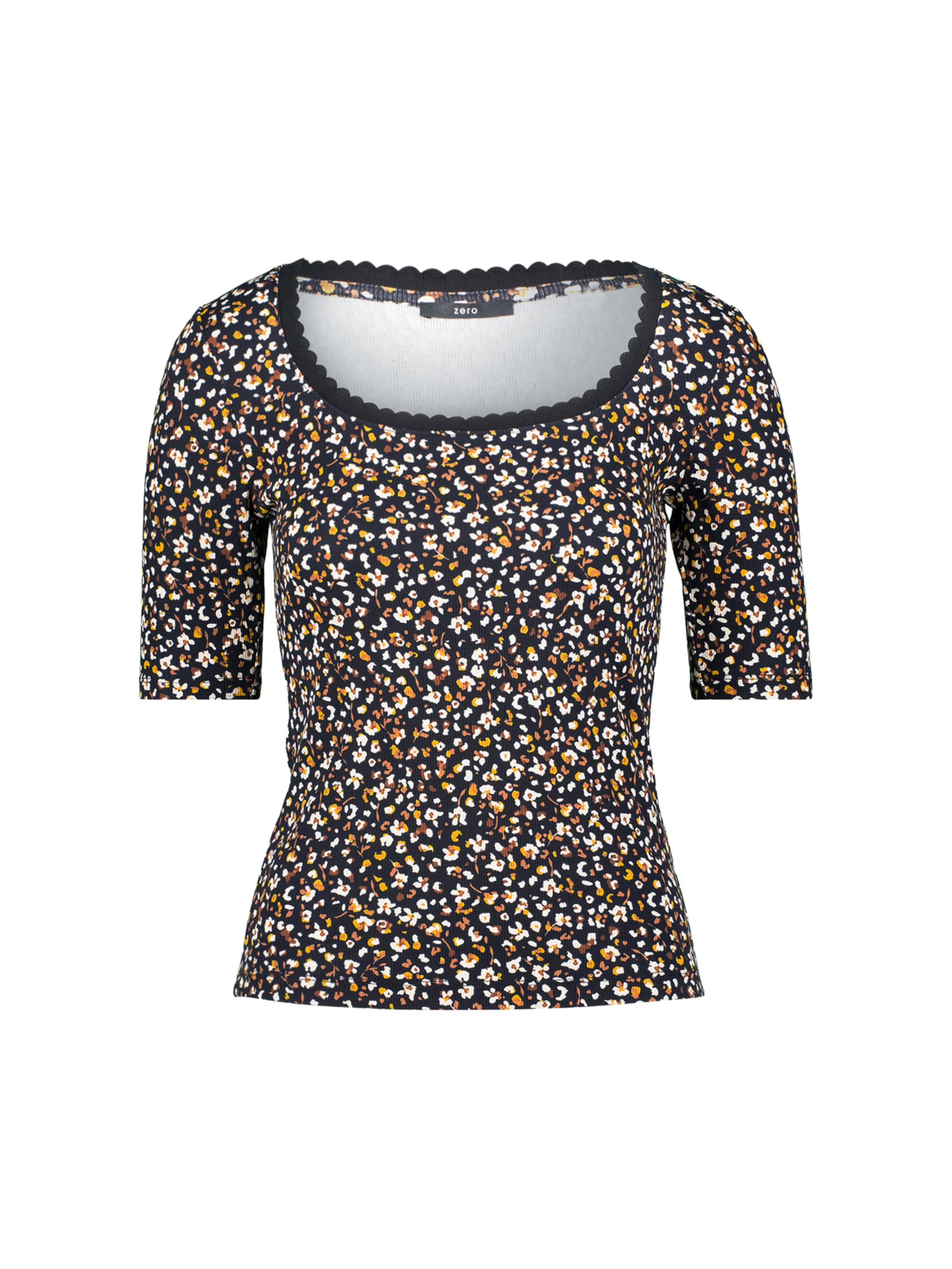 zero Blumenshirt mit Wellensaum in Mischfarben: Vorderseite