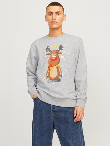 Felpa 'JJXmas Jolly' di JACK & JONES in grigio: frontale