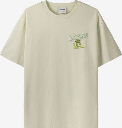 Bershka T-Shirt en kaki / citron vert / vert foncé / noir, Vue avec produit