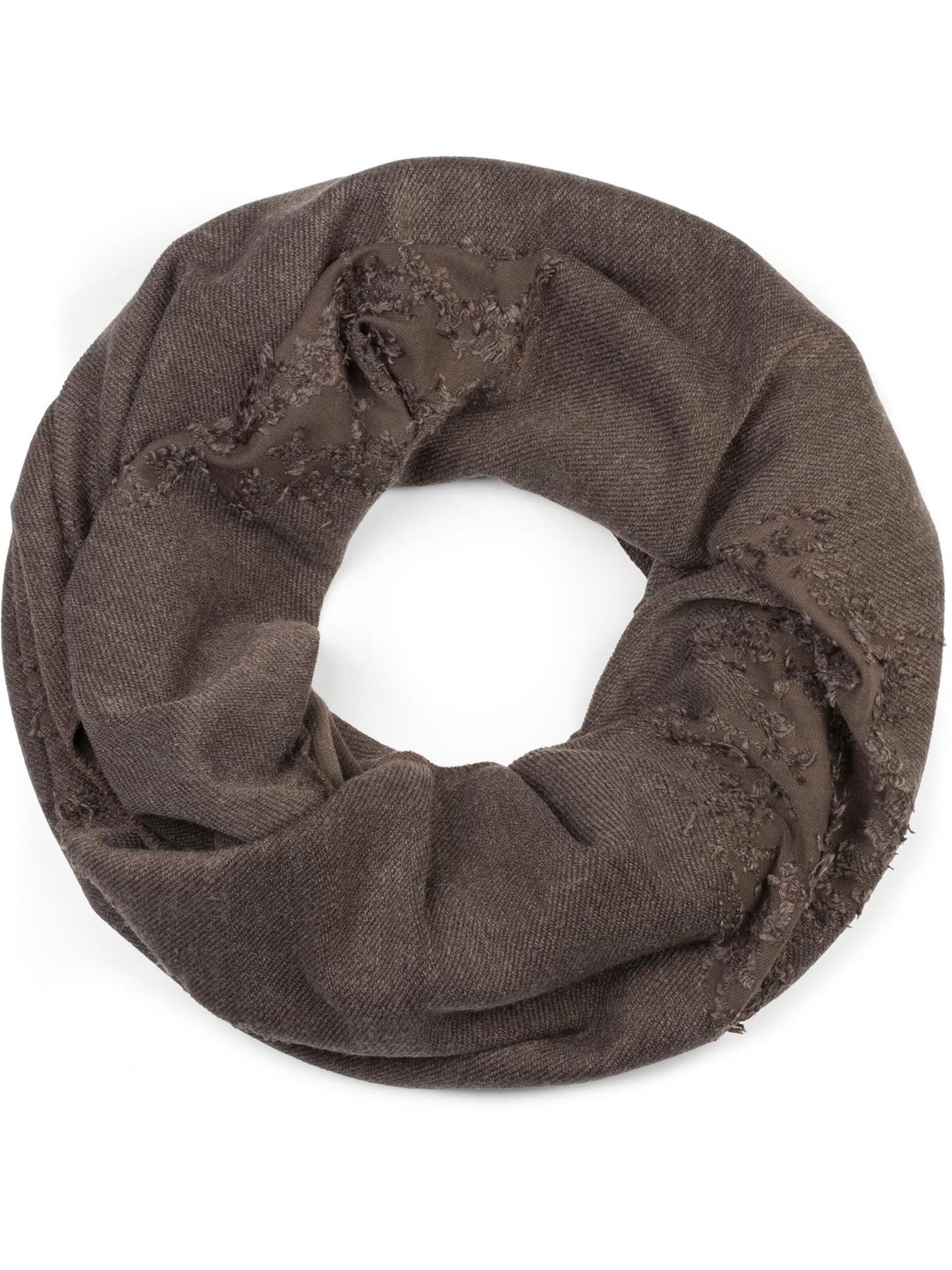 styleBREAKER Schlauchschal 'Loop Schal Destroyed Look'‌ in Braun: Vorderseite
