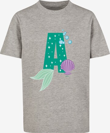 F4NT4STIC Shirt 'Disney Alphabet A Is For Ariel' in Grijs: voorkant