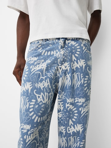 Bershka Ohlapna forma Kavbojke | modra barva