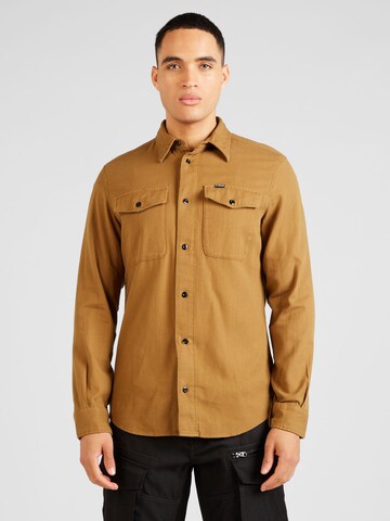 G-Star RAW Slim fit Button Up Shirt 'Marine' in Brown: front